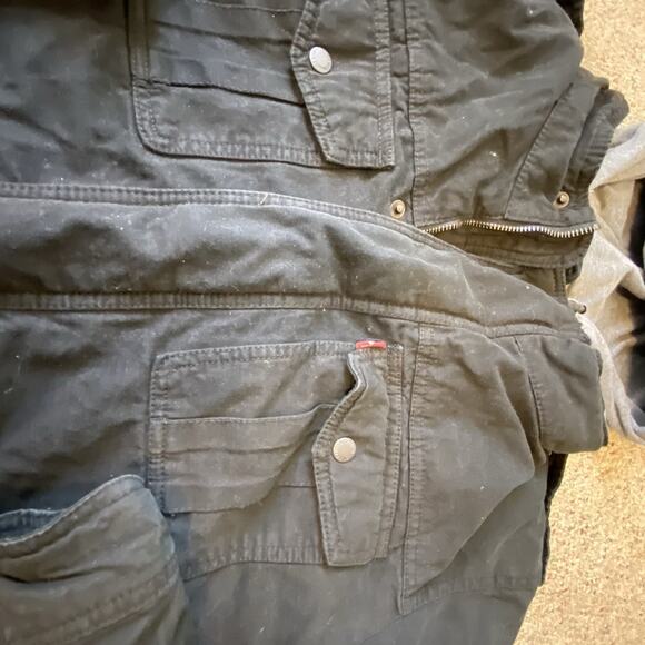 Y2K Levi’s Sherpa Lined Hooded Black Trucker/Work Jacket Canvas FauxFur Men XL - Picture 8 of 11